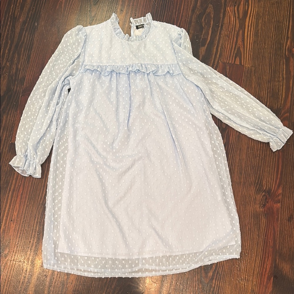 Light Blue Ruffled Women's Dress
